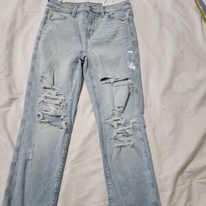 American Eagle Next Level  Hi-Rise Jegging Jeans Sz 4 Short Super Destroyed